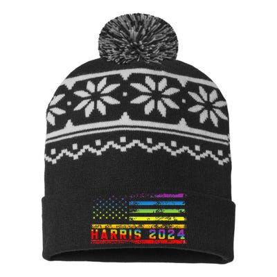 Harris 2024 For President Lgbt Flag USA-Made Snowflake Beanie