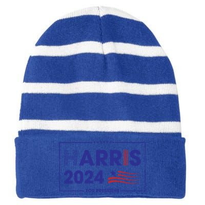 Harris 2024 For President Kamala Harris Presidential Elect Gift Striped Beanie with Solid Band