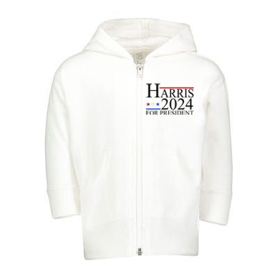 Harris 2024 For President Eleciton Toddler Zip Fleece Hoodie