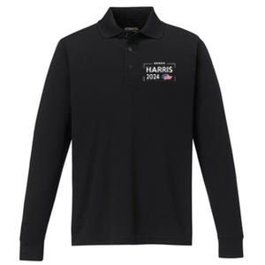 Harris 2024 Flag America Performance Long Sleeve Polo