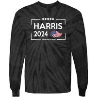 Harris 2024 Flag America Tie-Dye Long Sleeve Shirt