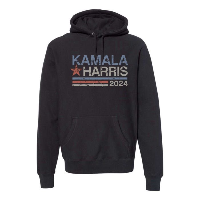 Harris 2024 Grunge Retro Stripes Vintage Kamala Harris 2024 Premium Hoodie