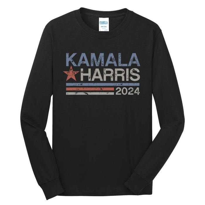 Harris 2024 Grunge Retro Stripes Vintage Kamala Harris 2024 Tall Long Sleeve T-Shirt