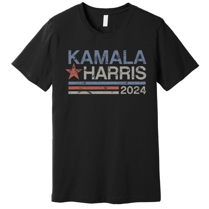 Harris 2024 Grunge Retro Stripes Vintage Kamala Harris 2024 Premium T-Shirt