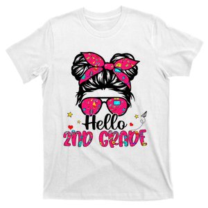 Hello 2nd Grade Messy Bun Back To School First Day Girl T-Shirt