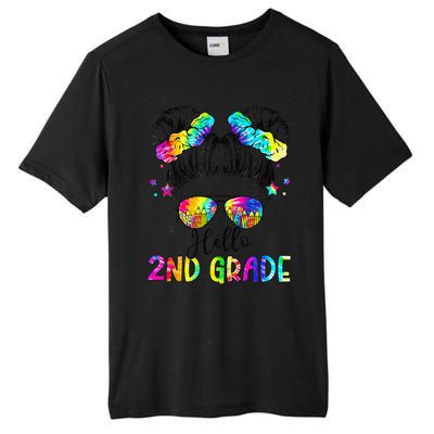 Hello 2nd Grade Messy Hair Bun Girl Back To School First Day Gift Tall Fusion ChromaSoft Performance T-Shirt