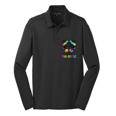 Hello 2nd Grade Messy Hair Bun Girl Back To School First Day Gift Silk Touch Performance Long Sleeve Polo