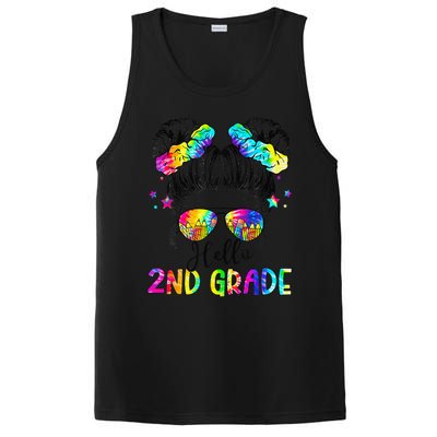 Hello 2nd Grade Messy Hair Bun Girl Back To School First Day Gift PosiCharge Competitor Tank