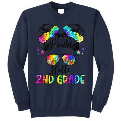 Hello 2nd Grade Messy Hair Bun Girl Back To School First Day Gift Sweatshirt