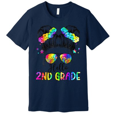 Hello 2nd Grade Messy Hair Bun Girl Back To School First Day Gift Premium T-Shirt