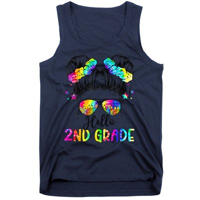 Hello 2nd Grade Messy Hair Bun Girl Back To School First Day Gift Tank Top