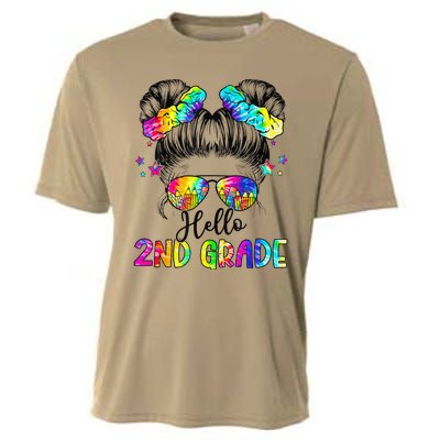 Hello 2nd Grade Messy Hair Bun Girl Back To School First Day Gift Cooling Performance Crew T-Shirt