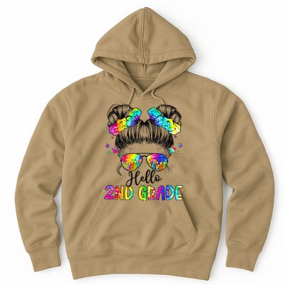 Hello 2nd Grade Messy Hair Bun Girl Back To School First Day Gift Hoodie