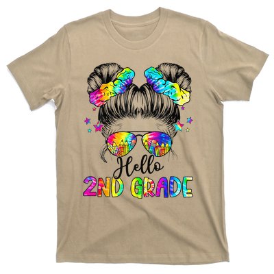 Hello 2nd Grade Messy Hair Bun Girl Back To School First Day Gift T-Shirt