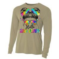 Hello 2nd Grade Messy Hair Bun Girl Back To School First Day Gift Cooling Performance Long Sleeve Crew