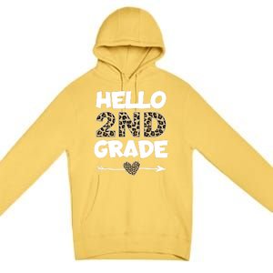 Hello 2nd Grade Leopard Print Second Grade Teacher Kids Gift Premium Pullover Hoodie