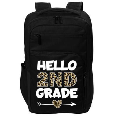 Hello 2nd Grade Leopard Print Second Grade Teacher Kids Gift Impact Tech Backpack