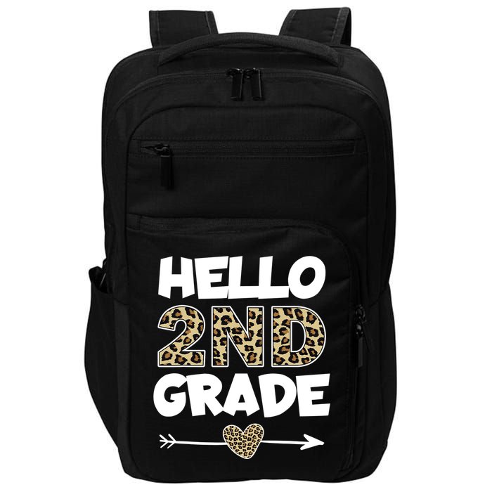 Hello 2nd Grade Leopard Print Second Grade Teacher Kids Gift Impact Tech Backpack