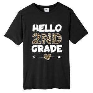 Hello 2nd Grade Leopard Print Second Grade Teacher Kids Gift Tall Fusion ChromaSoft Performance T-Shirt