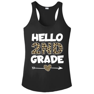 Hello 2nd Grade Leopard Print Second Grade Teacher Kids Gift Ladies PosiCharge Competitor Racerback Tank