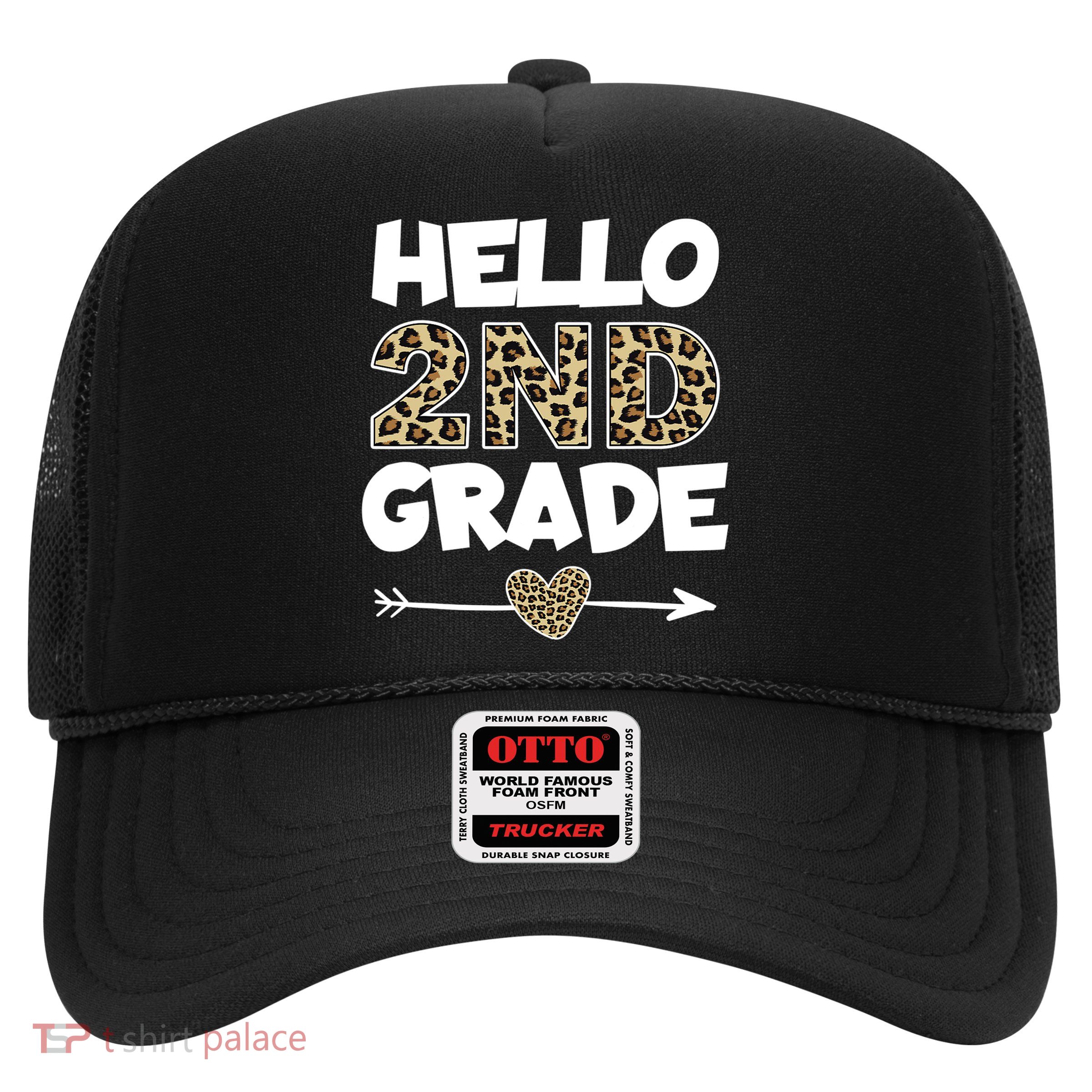 Hello 2nd Grade Leopard Print Second Grade Teacher Kids Gift Trucker Hat