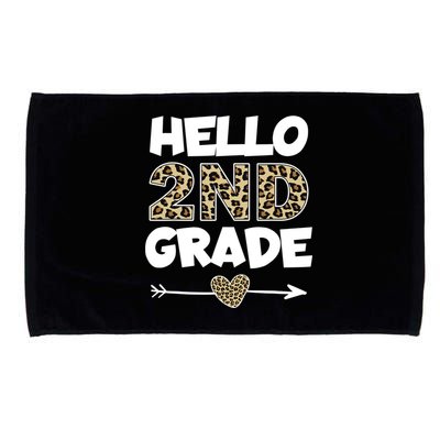 Hello 2nd Grade Leopard Print Second Grade Teacher Kids Gift Microfiber Hand Towel