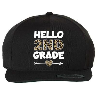 Hello 2nd Grade Leopard Print Second Grade Teacher Kids Gift Wool Snapback Cap
