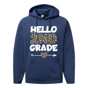 Hello 2nd Grade Leopard Print Second Grade Teacher Kids Gift Performance Fleece Hoodie