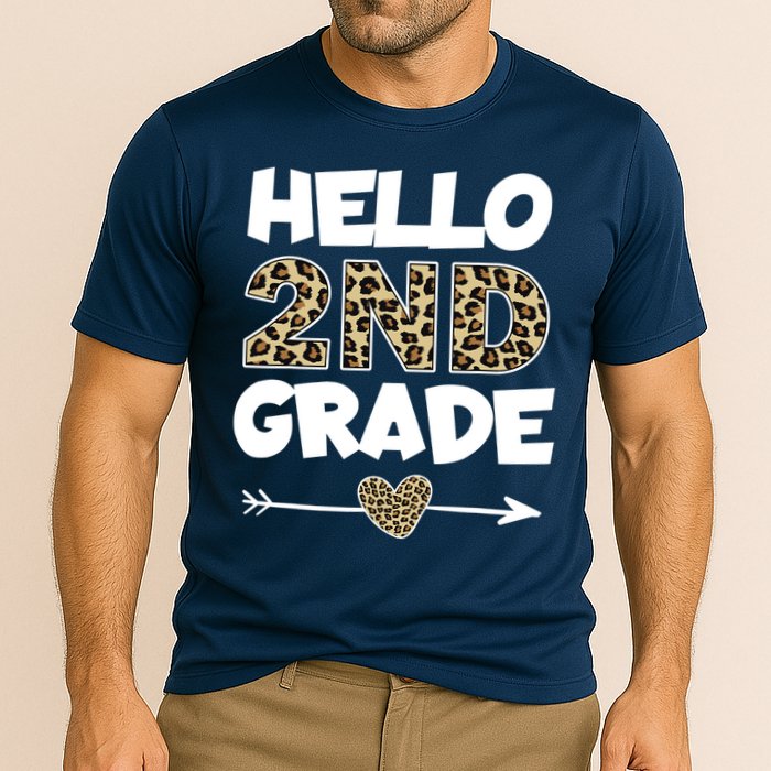 Hello 2nd Grade Leopard Print Second Grade Teacher Kids Gift Cooling Performance Crew T-Shirt