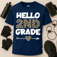Hello 2nd Grade Leopard Print Second Grade Teacher Kids Gift Cooling Performance Crew T-Shirt