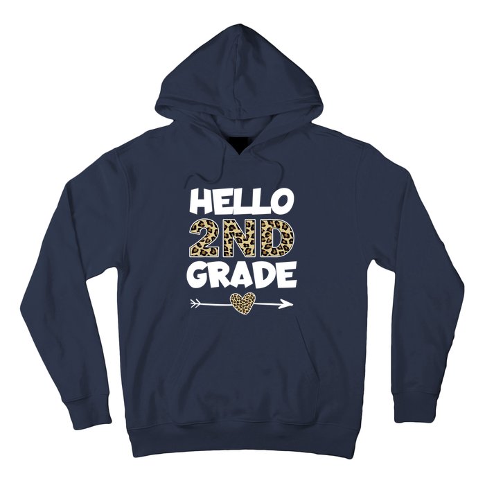 Hello 2nd Grade Leopard Print Second Grade Teacher Kids Gift Hoodie