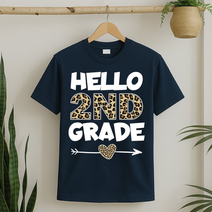Hello 2nd Grade Leopard Print Second Grade Teacher Kids Gift T-Shirt