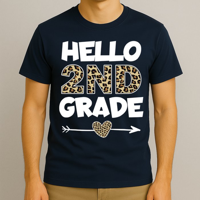 Hello 2nd Grade Leopard Print Second Grade Teacher Kids Gift T-Shirt