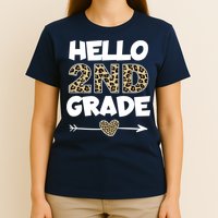 Hello 2nd Grade Leopard Print Second Grade Teacher Kids Gift T-Shirt