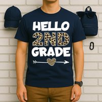 Hello 2nd Grade Leopard Print Second Grade Teacher Kids Gift T-Shirt