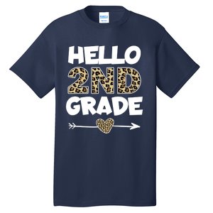 Hello 2nd Grade Leopard Print Second Grade Teacher Kids Gift Tall T-Shirt