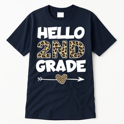 Hello 2nd Grade Leopard Print Second Grade Teacher Kids Gift Tall T-Shirt