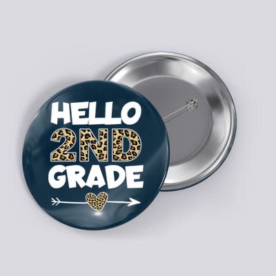 Hello 2nd Grade Leopard Print Second Grade Teacher Kids Gift Button