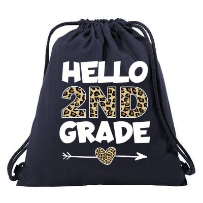 Hello 2nd Grade Leopard Print Second Grade Teacher Kids Gift Drawstring Bag