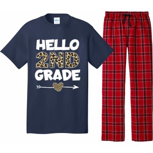 Hello 2nd Grade Leopard Print Second Grade Teacher Kids Gift Pajama Set