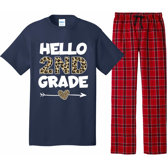 Hello 2nd Grade Leopard Print Second Grade Teacher Kids Gift Pajama Set