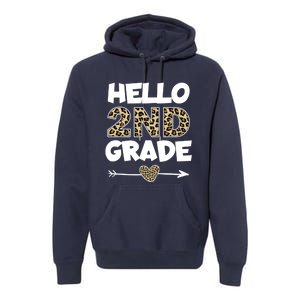 Hello 2nd Grade Leopard Print Second Grade Teacher Kids Gift Premium Hoodie