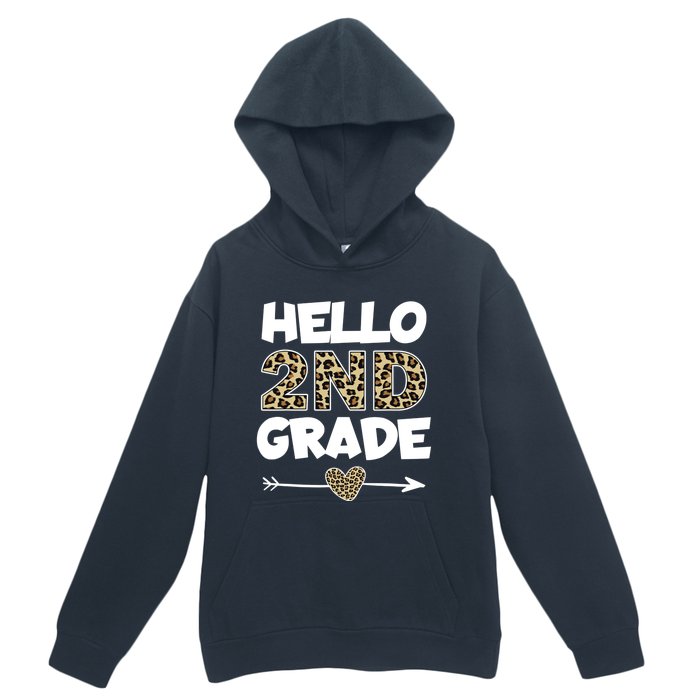 Hello 2nd Grade Leopard Print Second Grade Teacher Kids Gift Urban Pullover Hoodie