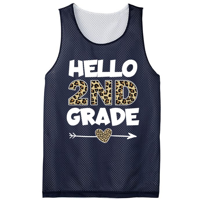 Hello 2nd Grade Leopard Print Second Grade Teacher Kids Gift Mesh Reversible Basketball Jersey Tank