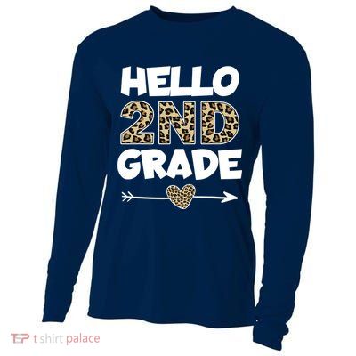 Hello 2nd Grade Leopard Print Second Grade Teacher Kids Gift Cooling Performance Long Sleeve Crew