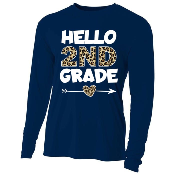 Hello 2nd Grade Leopard Print Second Grade Teacher Kids Gift Cooling Performance Long Sleeve Crew