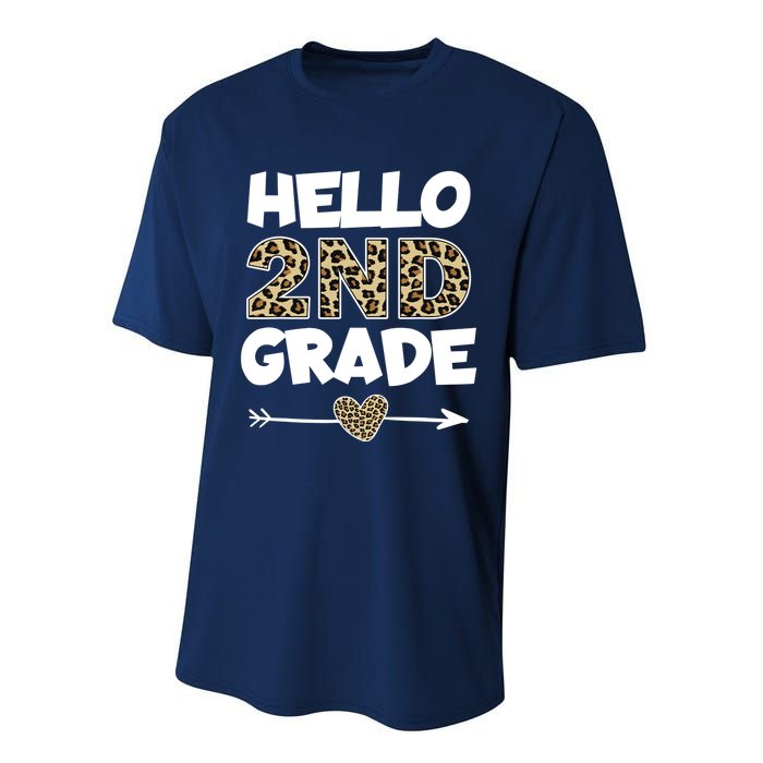 Hello 2nd Grade Leopard Print Second Grade Teacher Kids Gift Performance Sprint T-Shirt