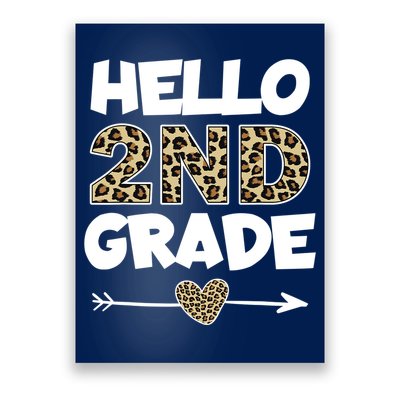 Hello 2nd Grade Leopard Print Second Grade Teacher Kids Gift Poster