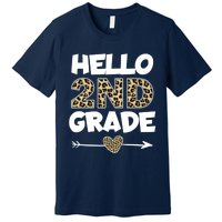 Hello 2nd Grade Leopard Print Second Grade Teacher Kids Gift Premium T-Shirt