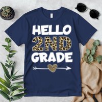 Hello 2nd Grade Leopard Print Second Grade Teacher Kids Gift Premium T-Shirt